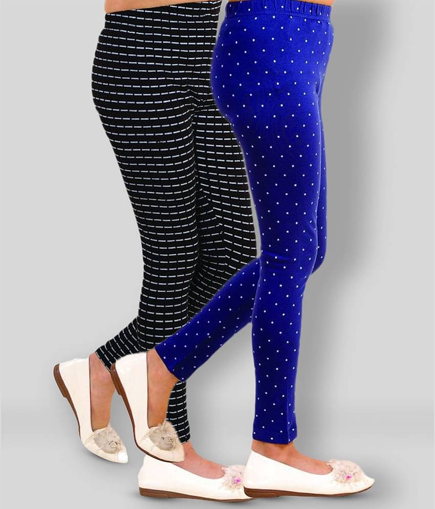 Kids Cave Pack of 2 Girls Cotton Blend Leggings ( Black )
