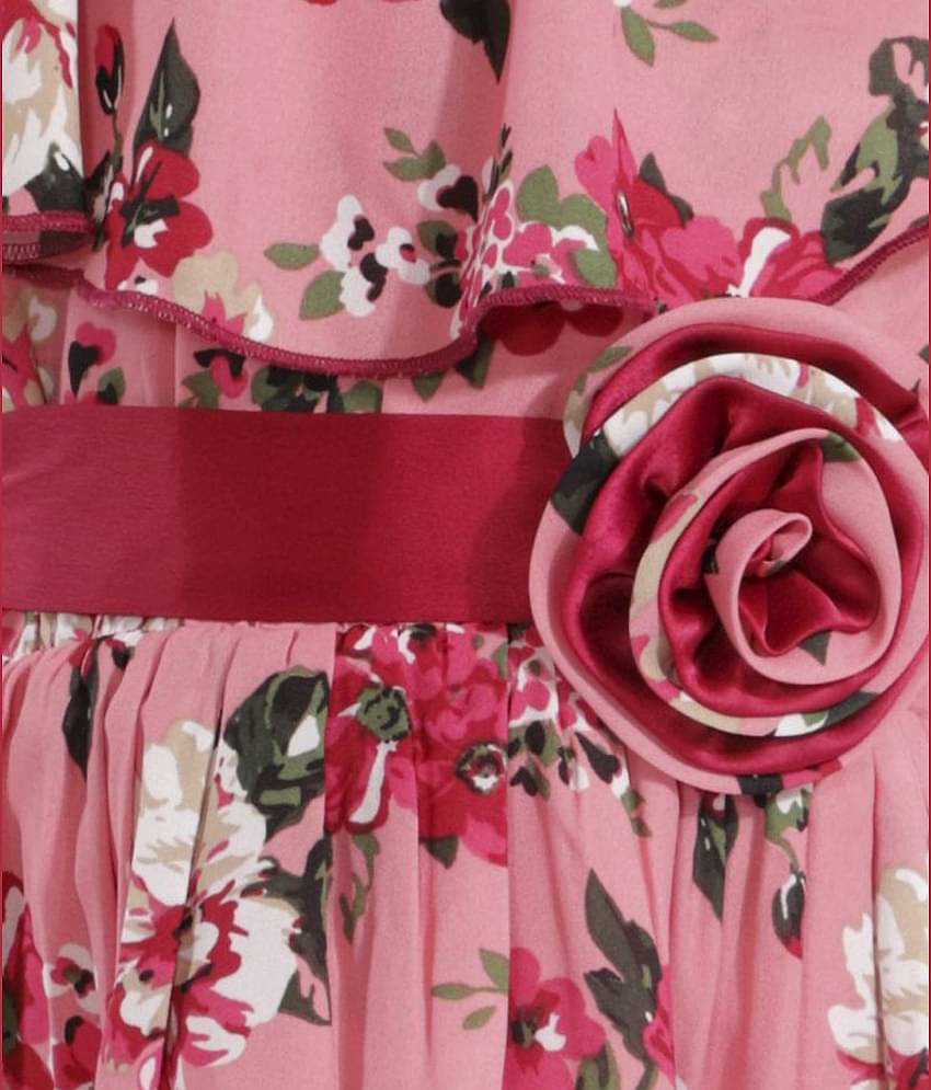 Kids Cave Crepe A-line Dress For Girls ( Pack of 1 , Pink )