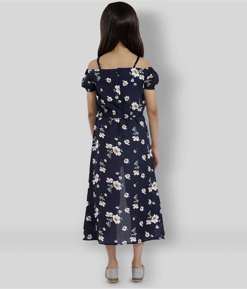 Kids Cave Girls Crepe Jumpsuit ( Pack of 1 , Navy Blue )