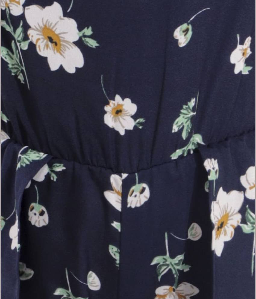 Kids Cave Girls Crepe Jumpsuit ( Pack of 1 , Navy Blue )