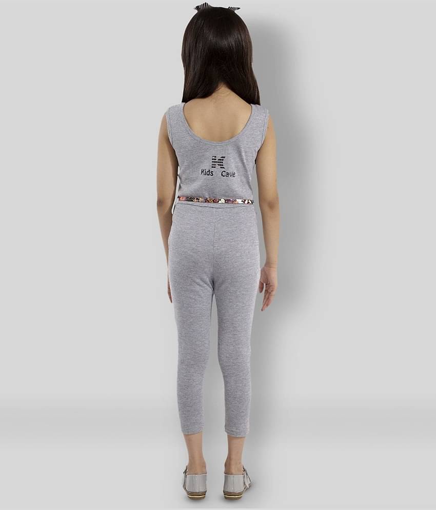 Kids Cave Girls Cotton Blend Jumpsuit ( Pack of 1 , Grey )