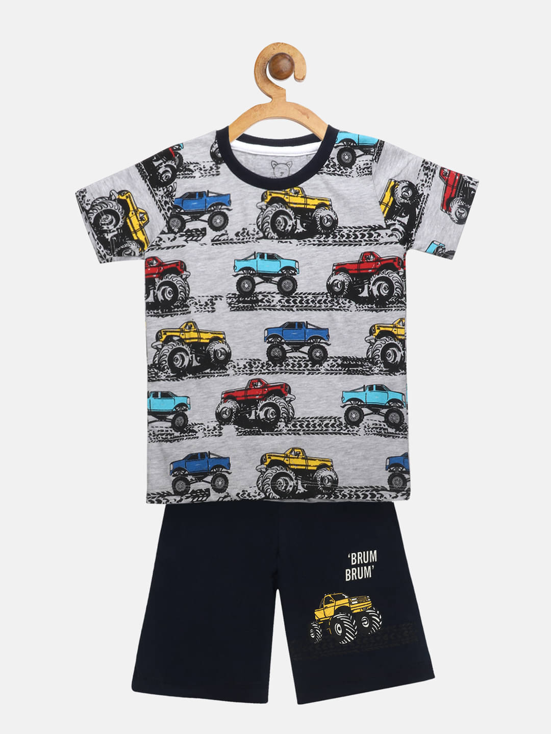     			Lazy Shark Pack of 1 Boys Cotton Blend T-Shirt & Shorts ( Gray )