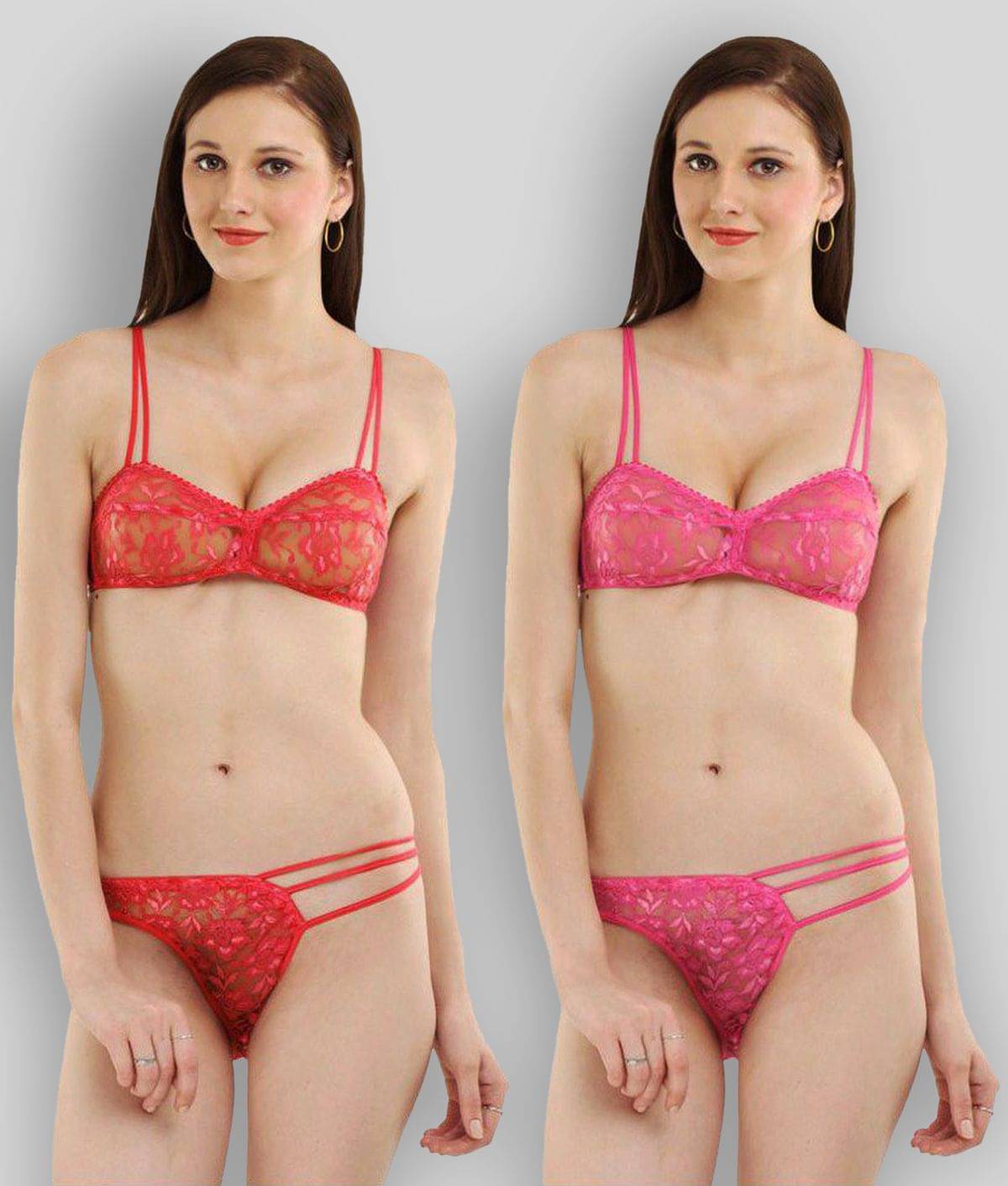 Madam Pack of 2 Net/Mesh Women's Bra & Panty Set ( Multi Color ) Madam Pack of 2 Net/Mesh Women's Bra & Panty Set ( Multi Color )