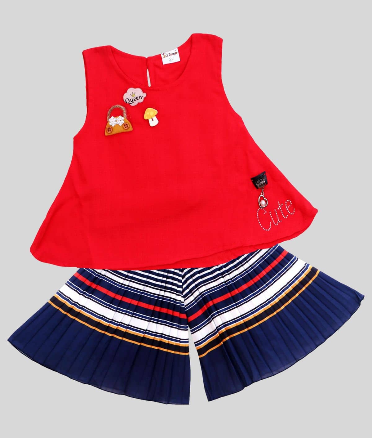 Me N My CLOSET Baby Girls 100% Cotton Tops & Bottoms Sets ( Red )
