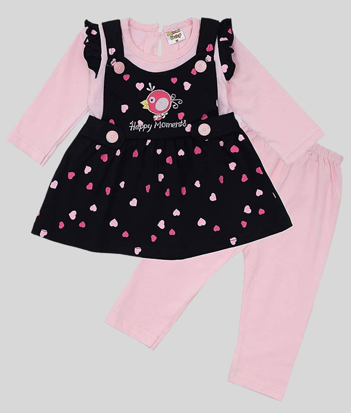 NammaBaby Baby Girls Cotton Blend Dresses ( Pink )