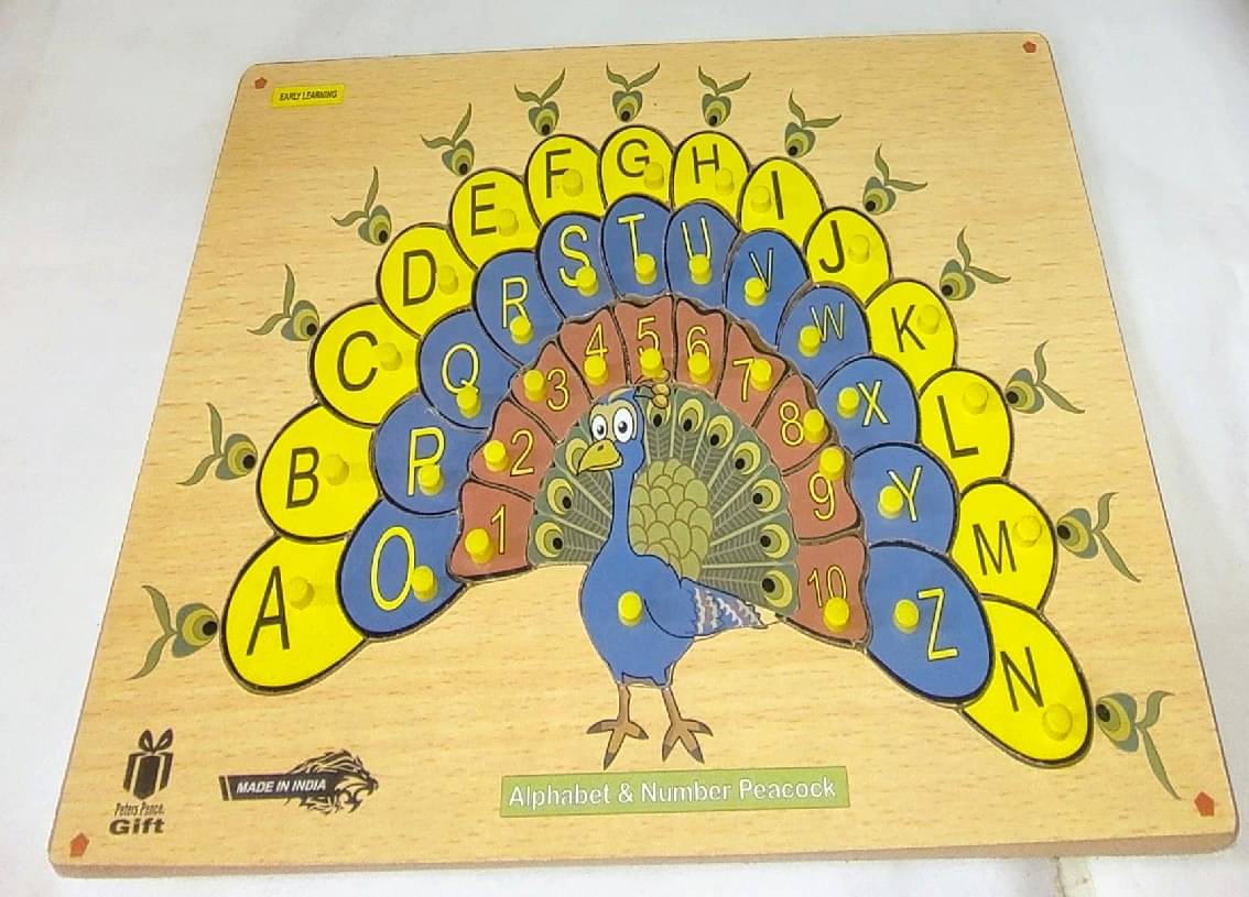 PETERS PENCE WOODEN ALPHABET & NUMBER PEACOCK BIG PUZZLE BOARD FOR KIDS PRE PRIMARY EDUCATION PETERS PENCE WOODEN ALPHABET & NUMBER PEACOCK BIG PUZZLE BOARD FOR KIDS PRE PRIMARY EDUCATION