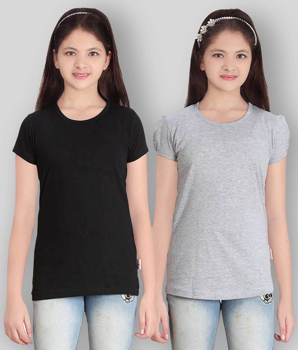 Sini Mini Pack of 2 Girls Cotton T-Shirt ( Blue )
