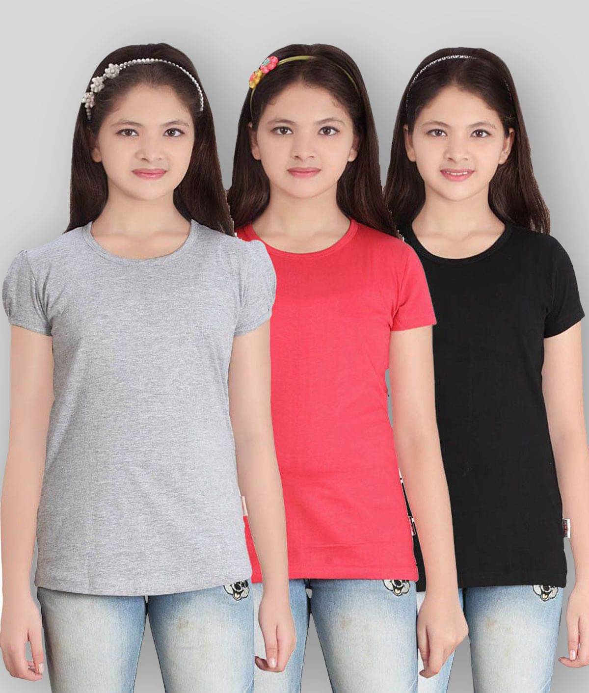     			Sini Mini Pack of 3 Girls Cotton Top ( Blue )