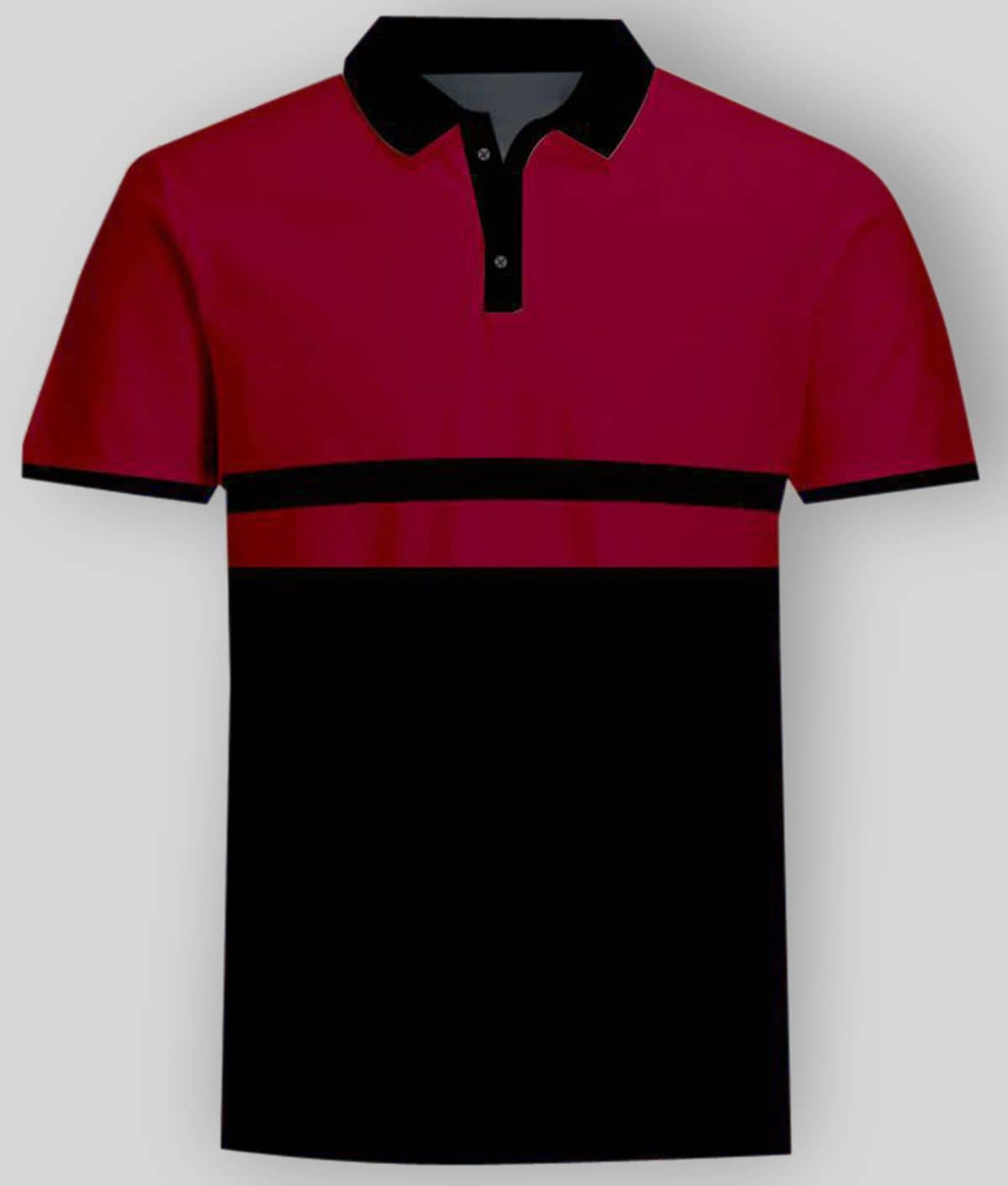 Veirdo Pack of 1 Cotton Blend Regular Fit Colorblock Half Sleeves Men's Polo T Shirt ( Black )