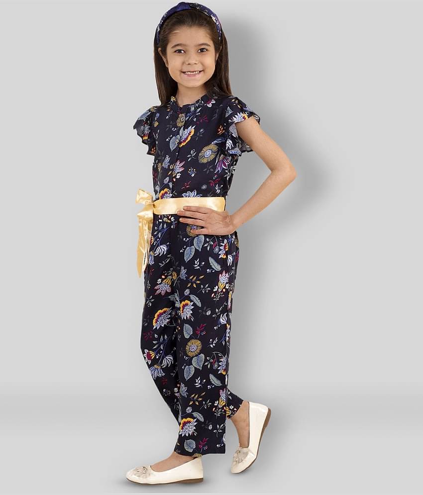 Kids Cave Girls Rayon Jumpsuit ( Pack of 1 , Blue )