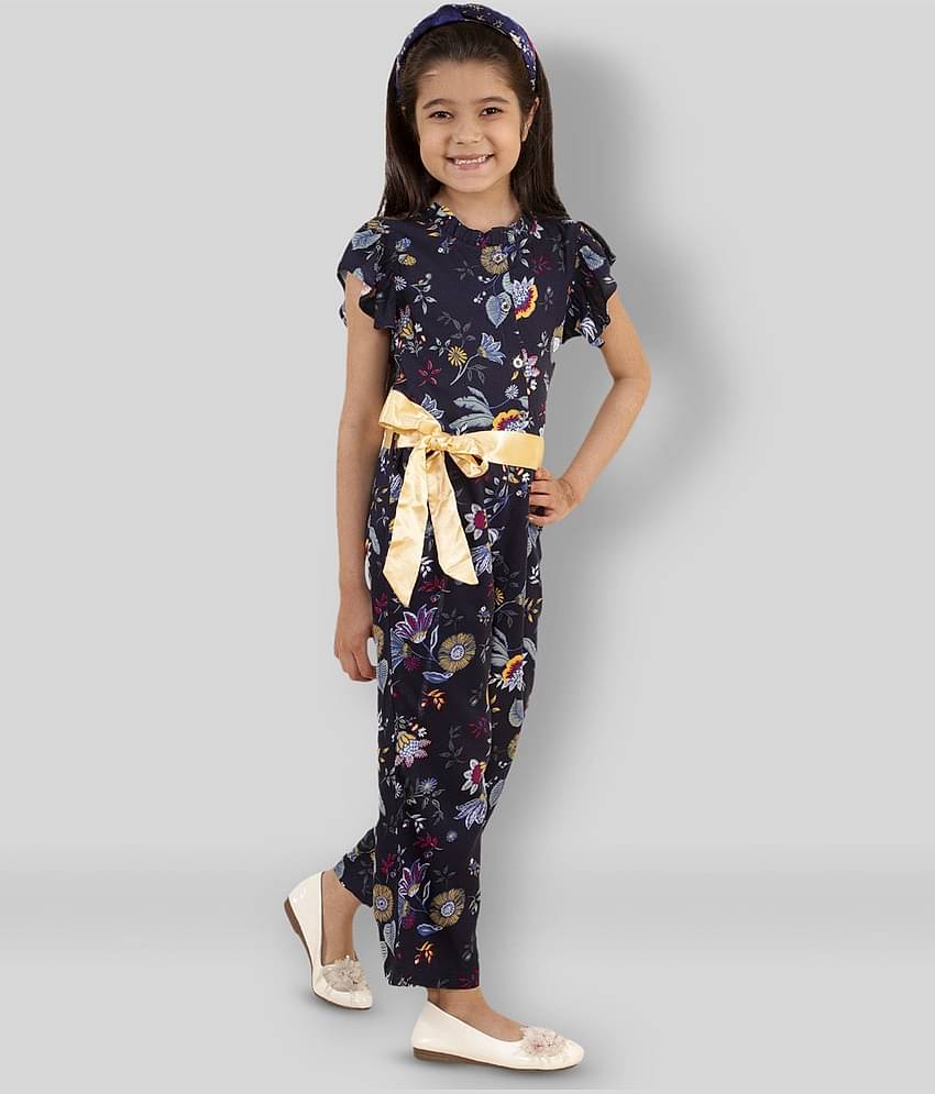 Kids Cave Girls Rayon Jumpsuit ( Pack of 1 , Blue )