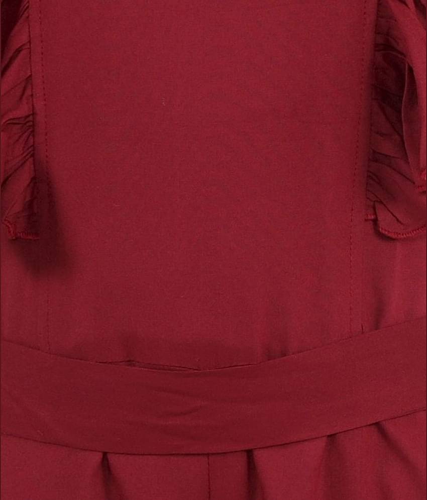 Kids Cave Girls Rayon Jumpsuit ( Pack of 1 , Maroon )