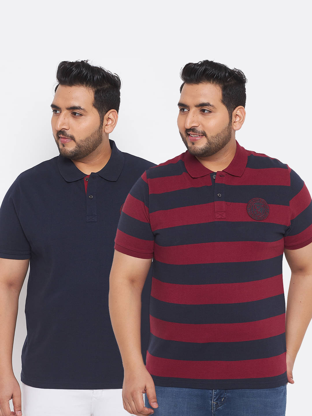 AUSTIVO Pack of 2 Cotton Blend Regular Fit Striped Half Sleeves Men's Polo T Shirt ( Multicolor ) AUSTIVO Pack of 2 Cotton Blend Regular Fit Striped Half Sleeves Men's Polo T Shirt ( Multicolor )