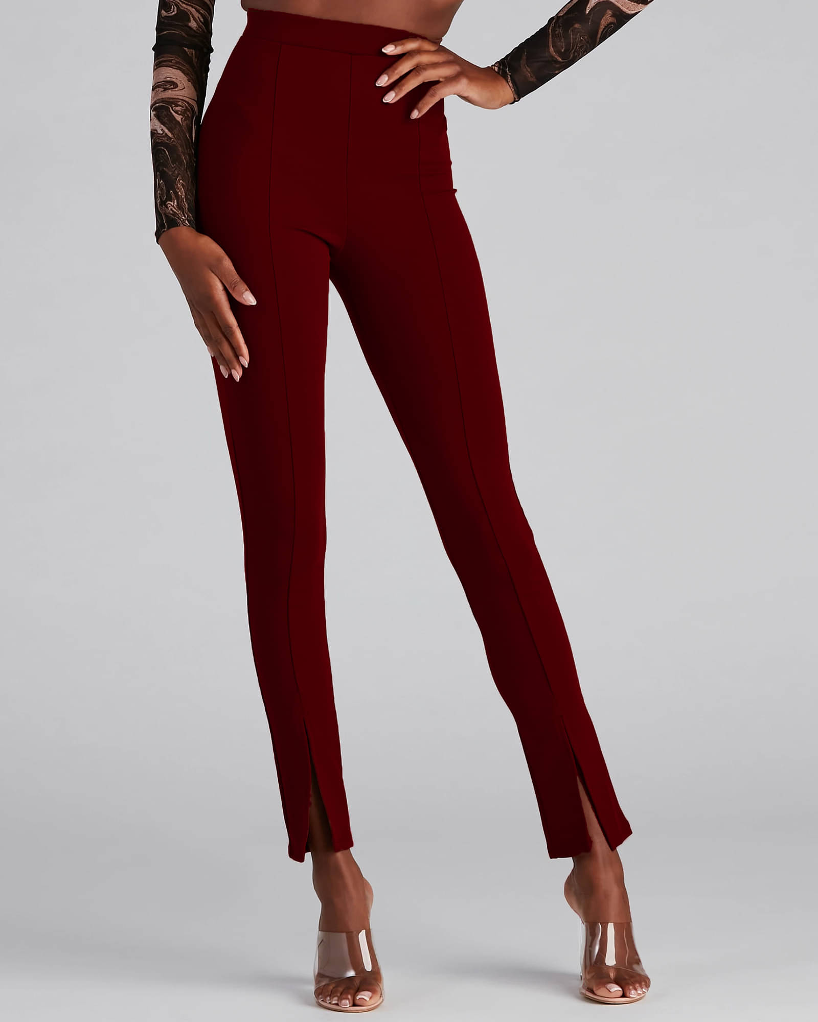     			Addyvero - Maroon Cotton Blend Regular Women's Slit Pants ( Pack of 1 )
