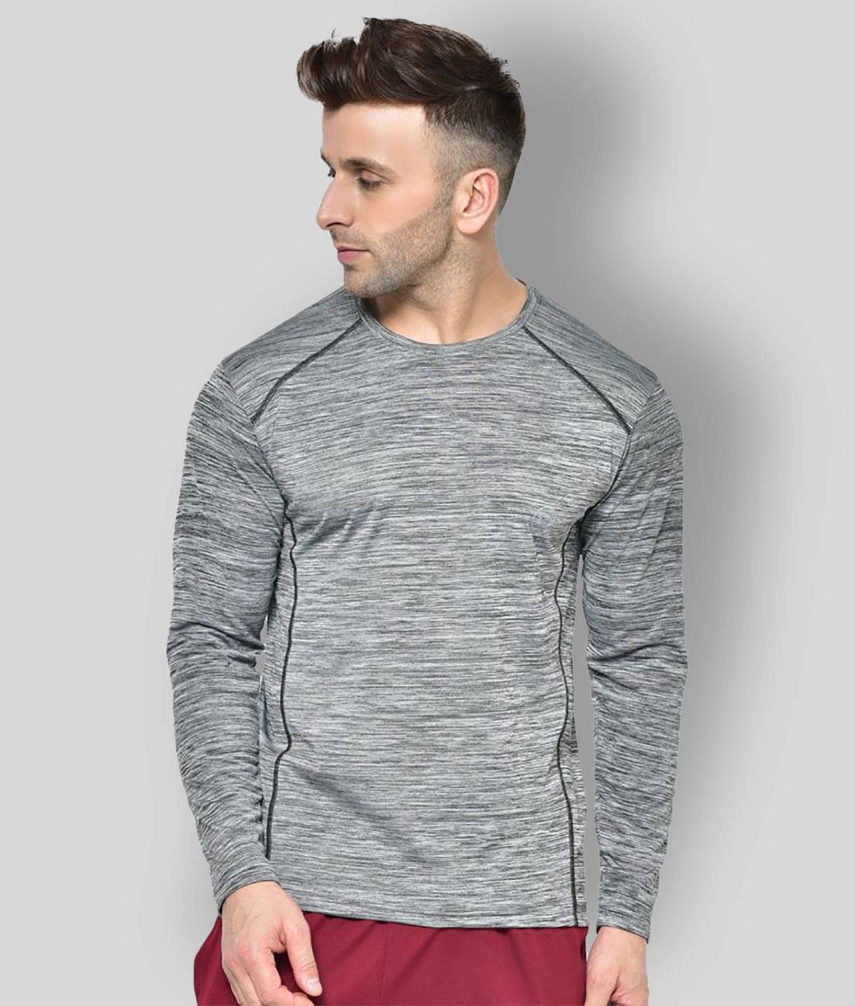 Chkokko - Polyester Regular Fit Charcoal Men's Sports T-Shirt ( Pack of 1 ) Chkokko - Polyester Regular Fit Charcoal Men's Sports T-Shirt ( Pack of 1 )