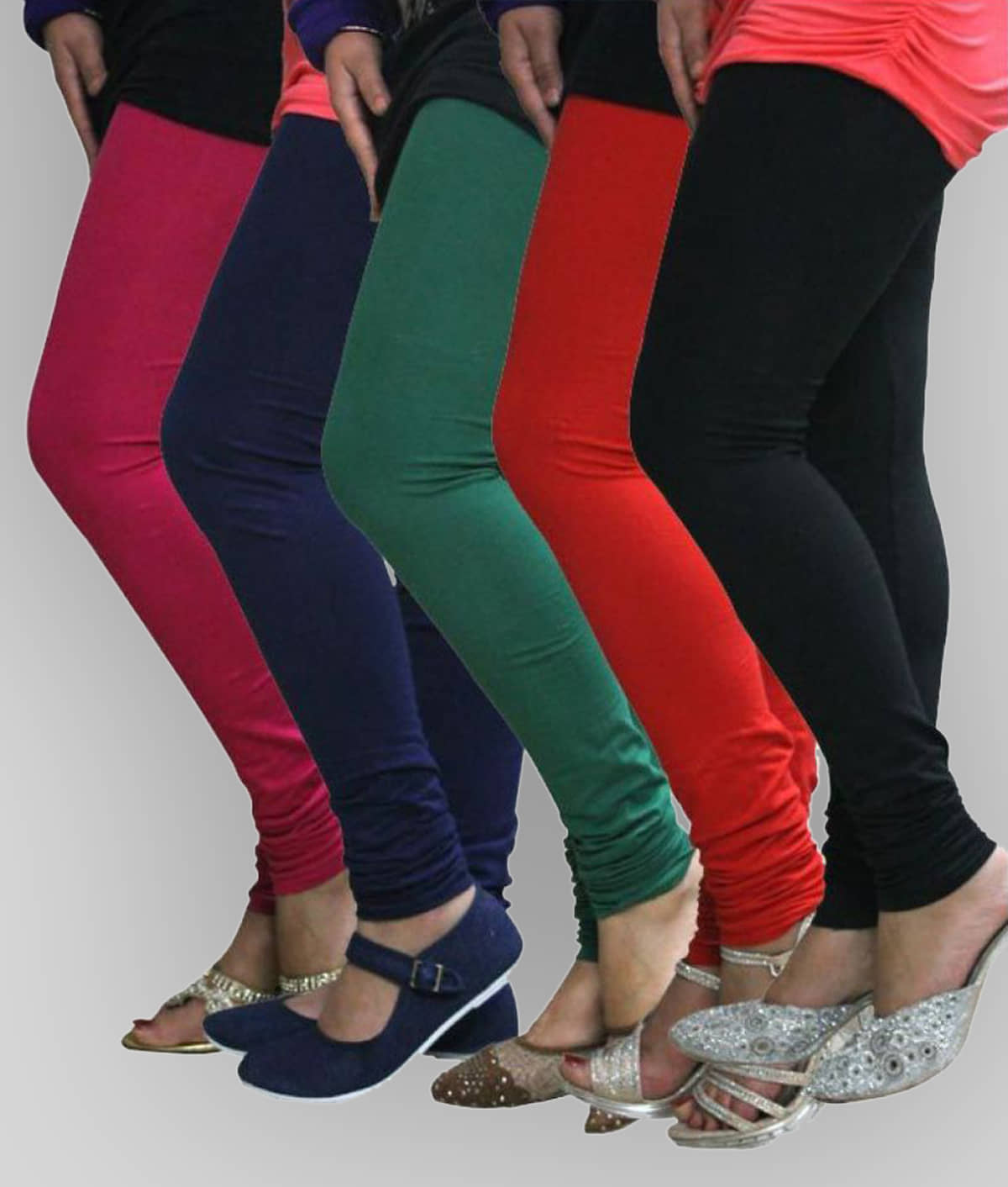 FnMe - Multicolor Cotton Women's Leggings ( Pack of 5 )