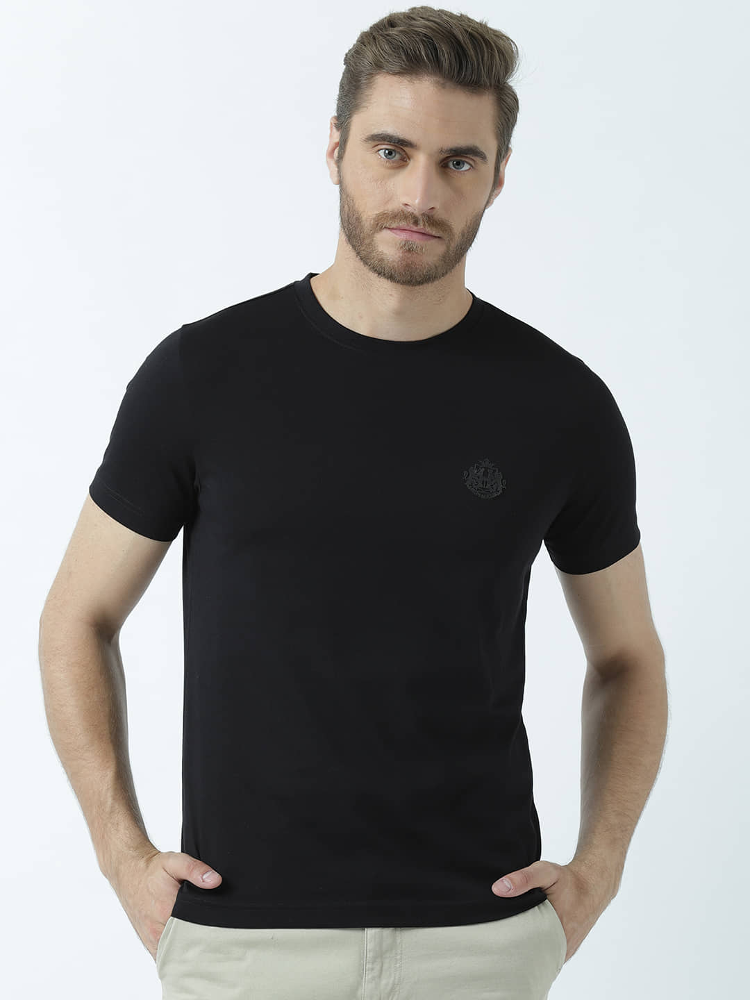 Huetrap Pack of 1 Cotton Regular Fit Men's T-Shirt ( Black )