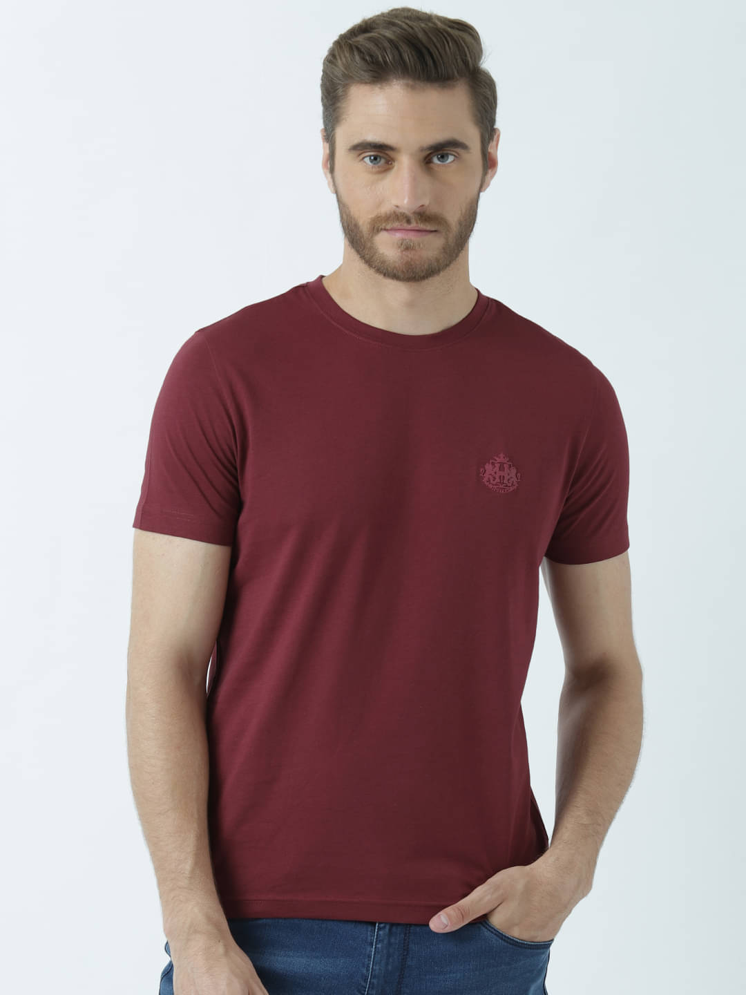 Huetrap Pack of 1 Cotton Regular Fit Men's T-Shirt ( Maroon )     			Huetrap Pack of 1 Cotton Regular Fit Men's T-Shirt ( Maroon )