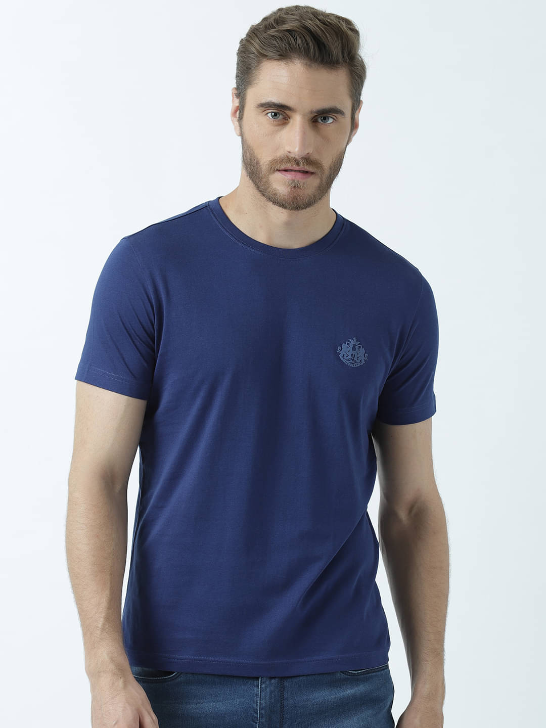 Huetrap Pack of 1 Cotton Regular Fit Men's T-Shirt ( Navy Blue ) Huetrap Pack of 1 Cotton Regular Fit Men's T-Shirt ( Navy Blue )