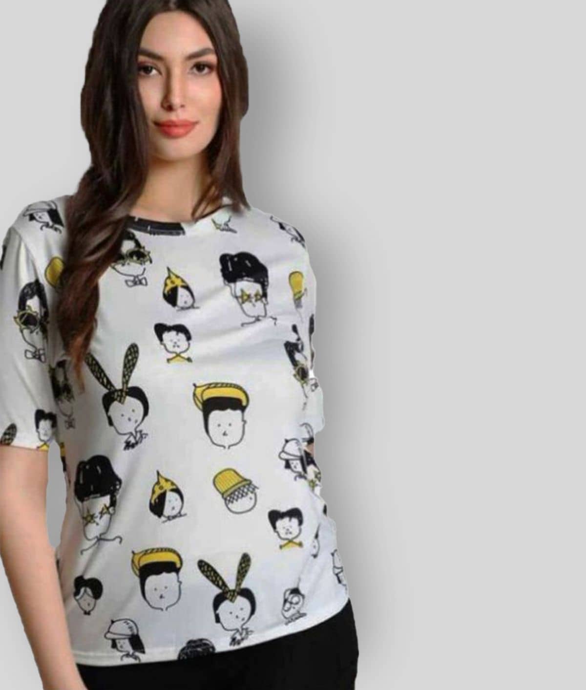 JUNEBERRY Women Cotton Blend Printed Regular Fit Round Neck T-Shirt ( Multicolor )