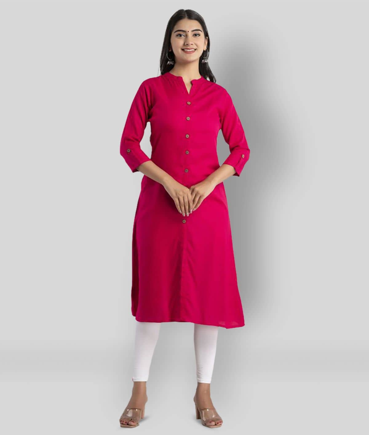 MAUKA - Pink Rayon Women's Straight Kurti ( Pack of 1 ) - Kurtis, Tunics | Buy online on ZillyBuy