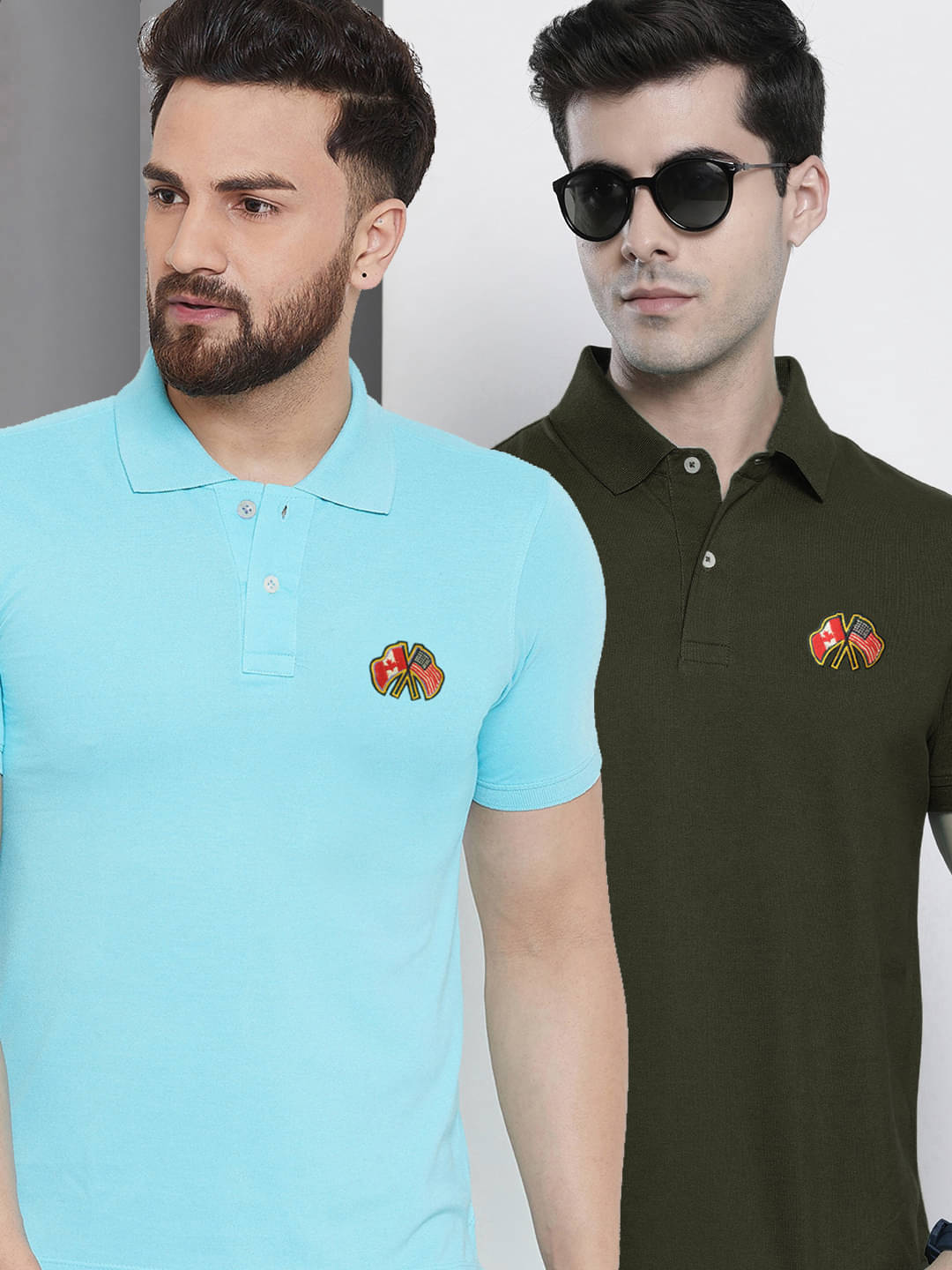 Merriment Pack of 2 Cotton Blend Regular Fit Solid Half Sleeves Men's Polo T Shirt ( Olive Green )     			Merriment Pack of 2 Cotton Blend Regular Fit Solid Half Sleeves Men's Polo T Shirt ( Olive Green )