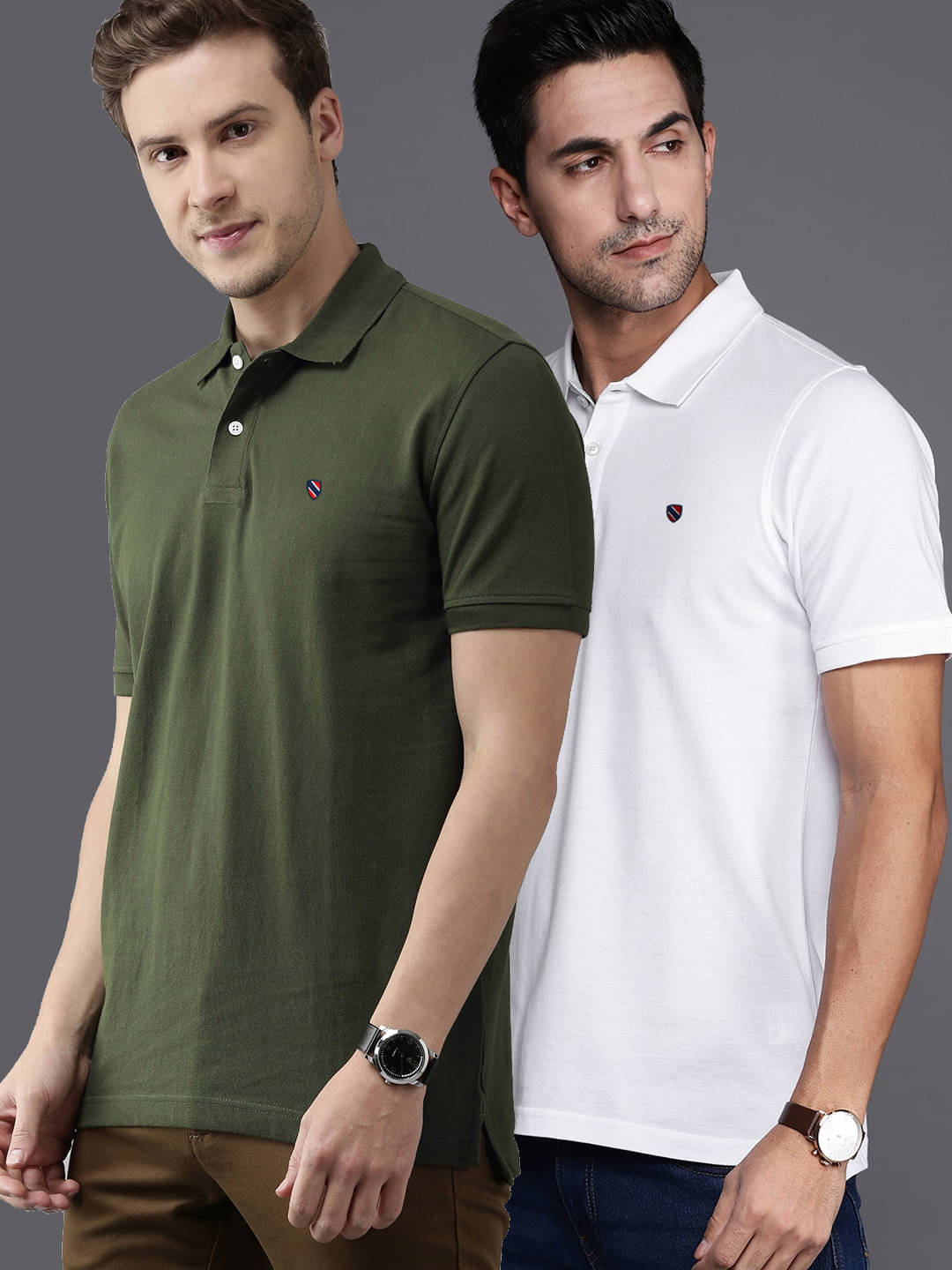     			Merriment Pack of 2 Cotton Blend Regular Fit Solid Half Sleeves Men's Polo T Shirt ( White )
