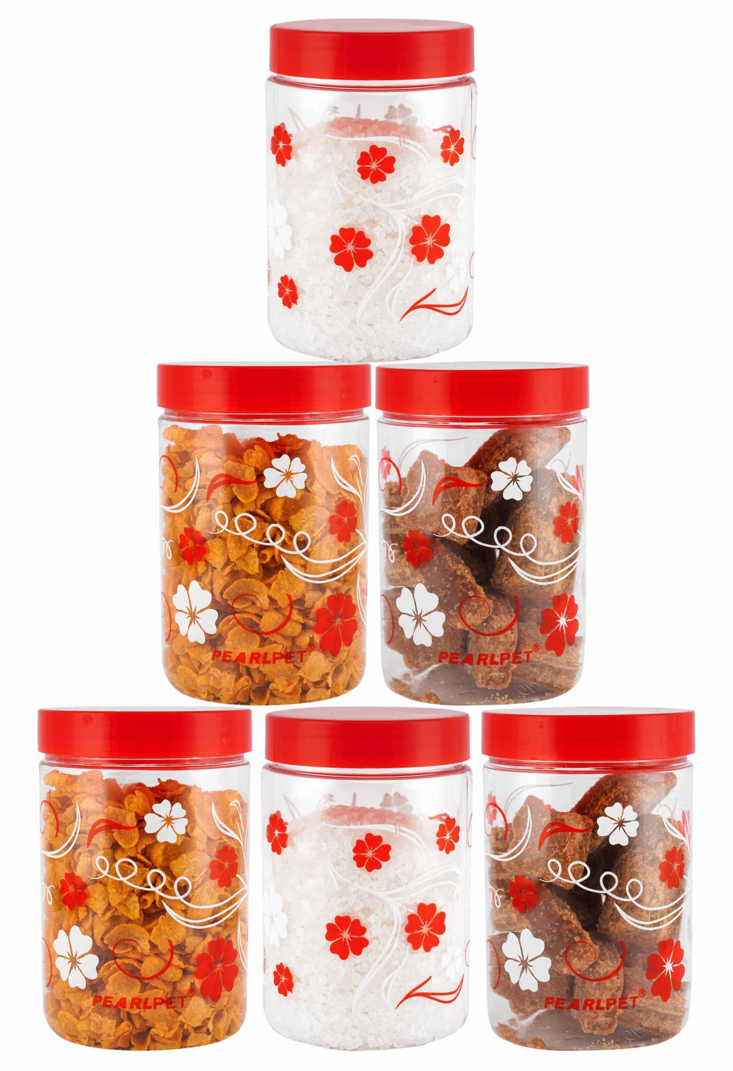     			PearlPet - Red Polyproplene Food Container ( Pack of 6 )