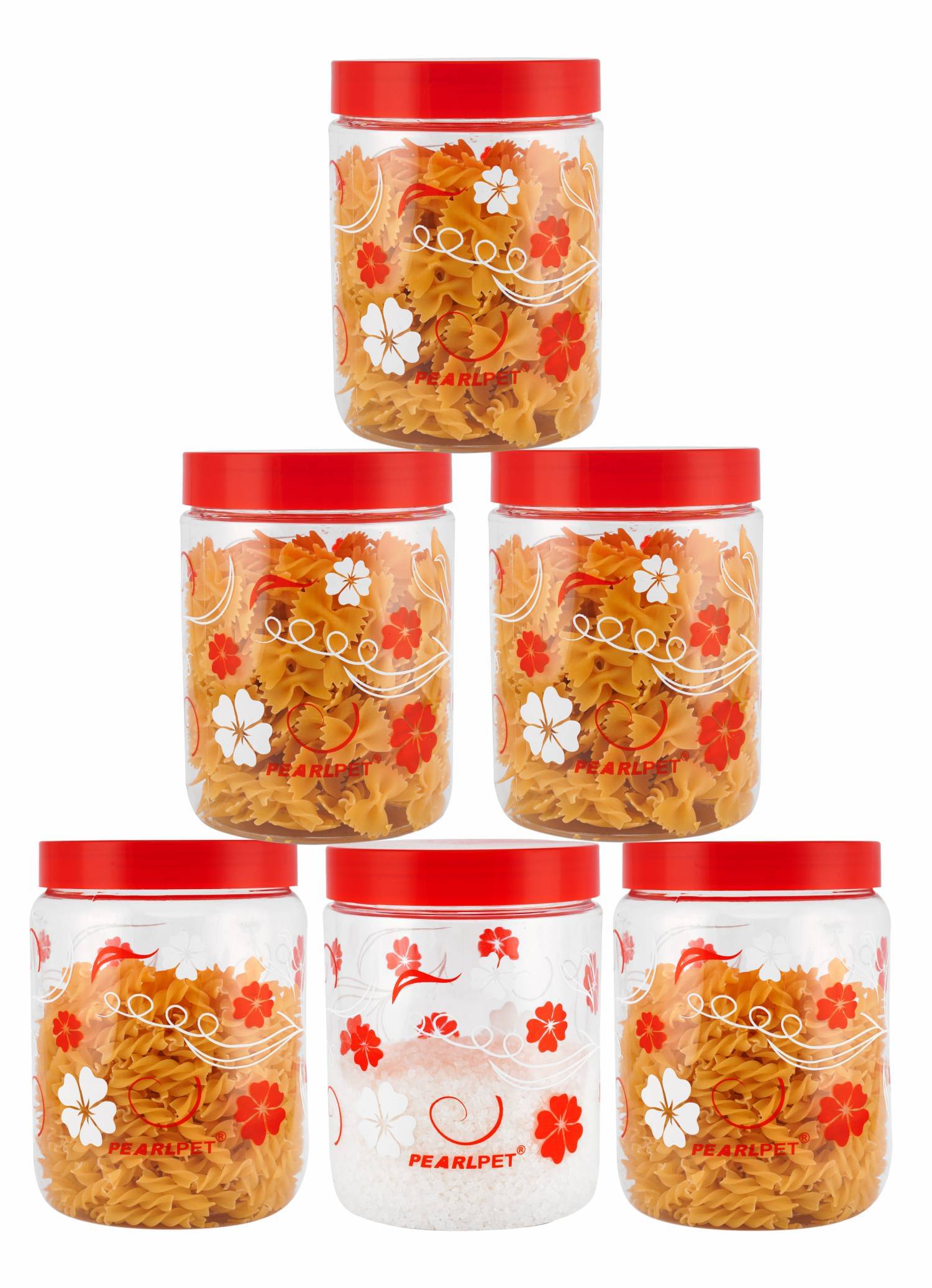     			PearlPet - Red Polyproplene Food Container ( Pack of 6 )