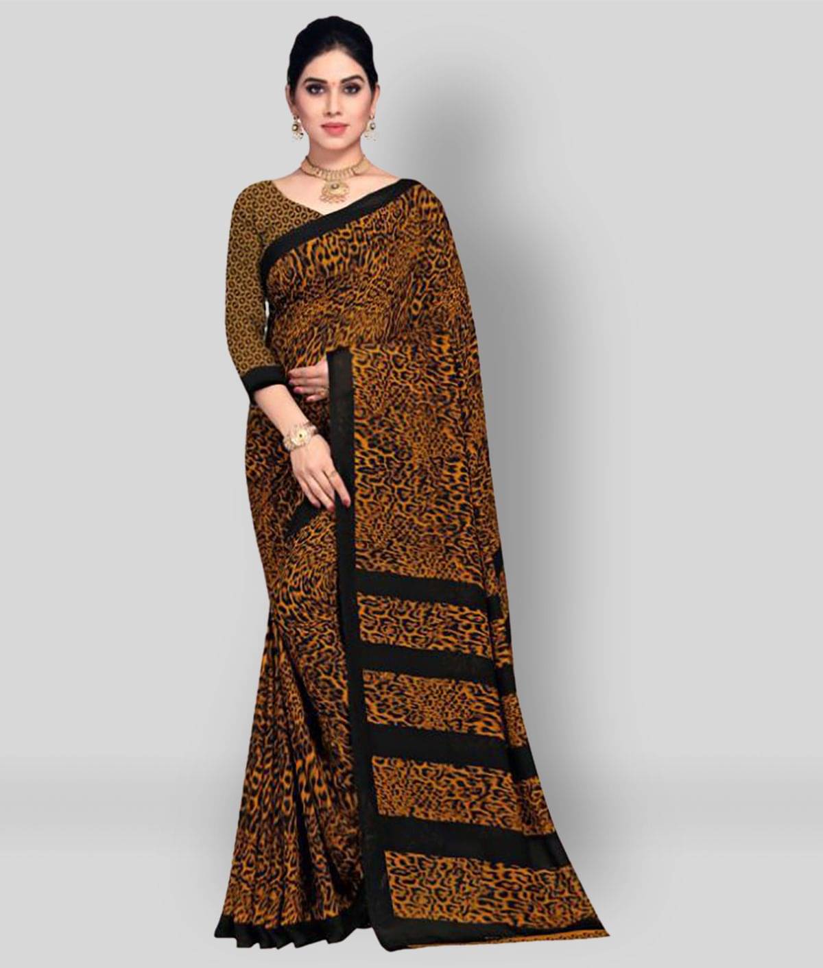 ANAND SAREES Georgette Printed Saree With Unstitched Blouse Piece ( Multicolor ) ANAND SAREES Georgette Printed Saree With Unstitched Blouse Piece ( Multicolor )