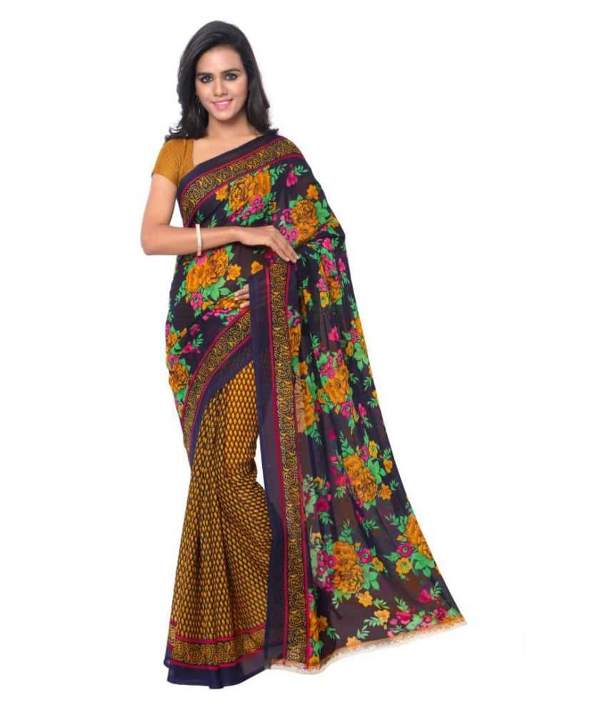 ANAND SAREES Georgette Printed Saree With Unstitched Blouse Piece ( Multicolor ) - Sarees | Buy online on ZillyBuy