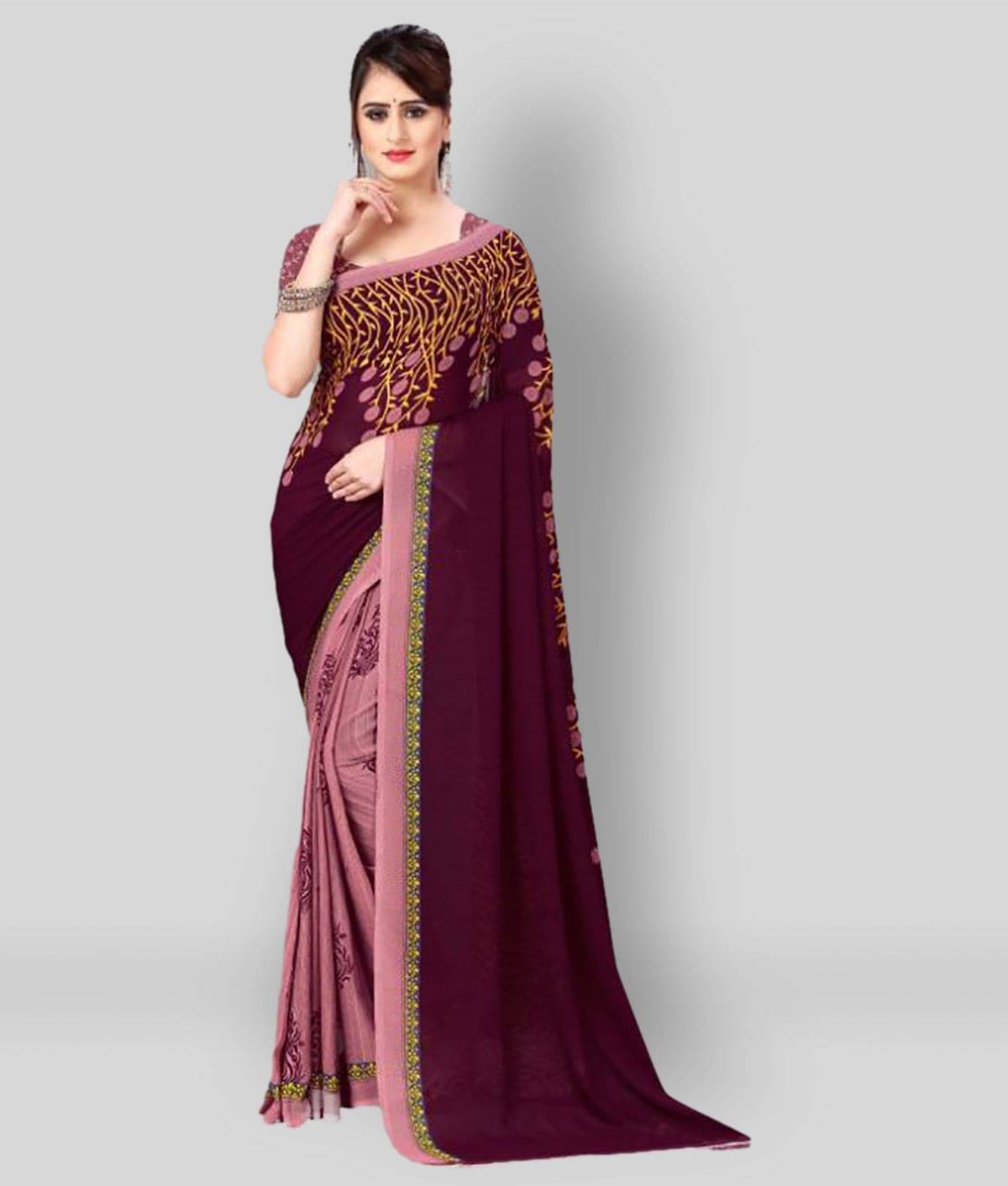     			ANAND SAREES Georgette Printed Saree With Unstitched Blouse Piece ( Multicolor )