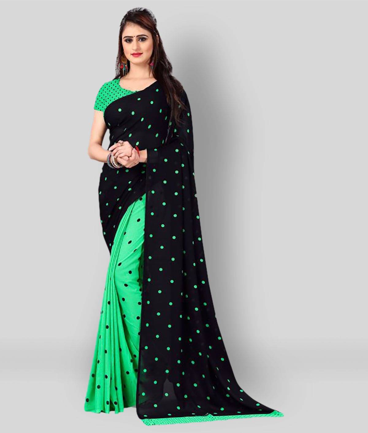 ANAND SAREES Georgette Printed Saree With Unstitched Blouse Piece ( Multicolor ) ANAND SAREES Georgette Printed Saree With Unstitched Blouse Piece ( Multicolor )