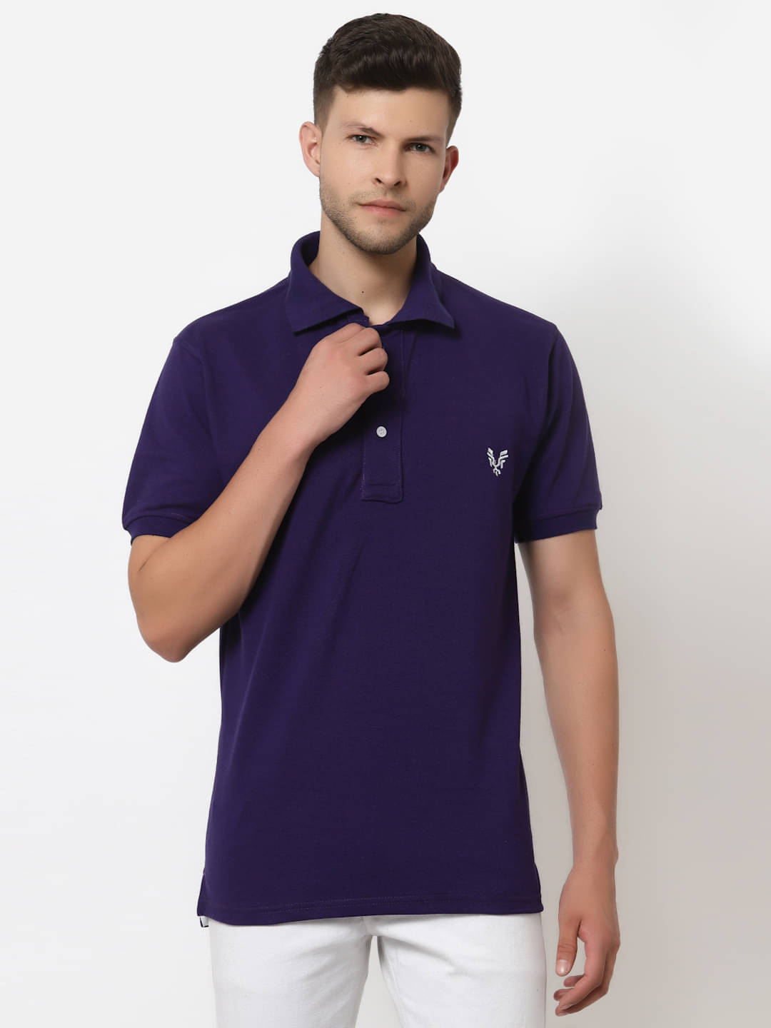 Uzarus Pack of 1 Cotton Blend Regular Fit Solid Half Sleeves Men's Polo T Shirt ( Purple )     			Uzarus Pack of 1 Cotton Blend Regular Fit Solid Half Sleeves Men's Polo T Shirt ( Purple )