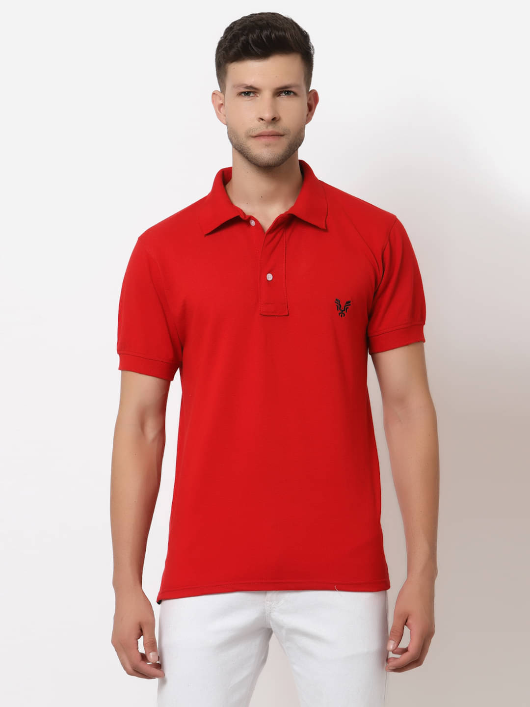     			Uzarus Pack of 1 Cotton Blend Regular Fit Solid Half Sleeves Men's Polo T Shirt ( Red )