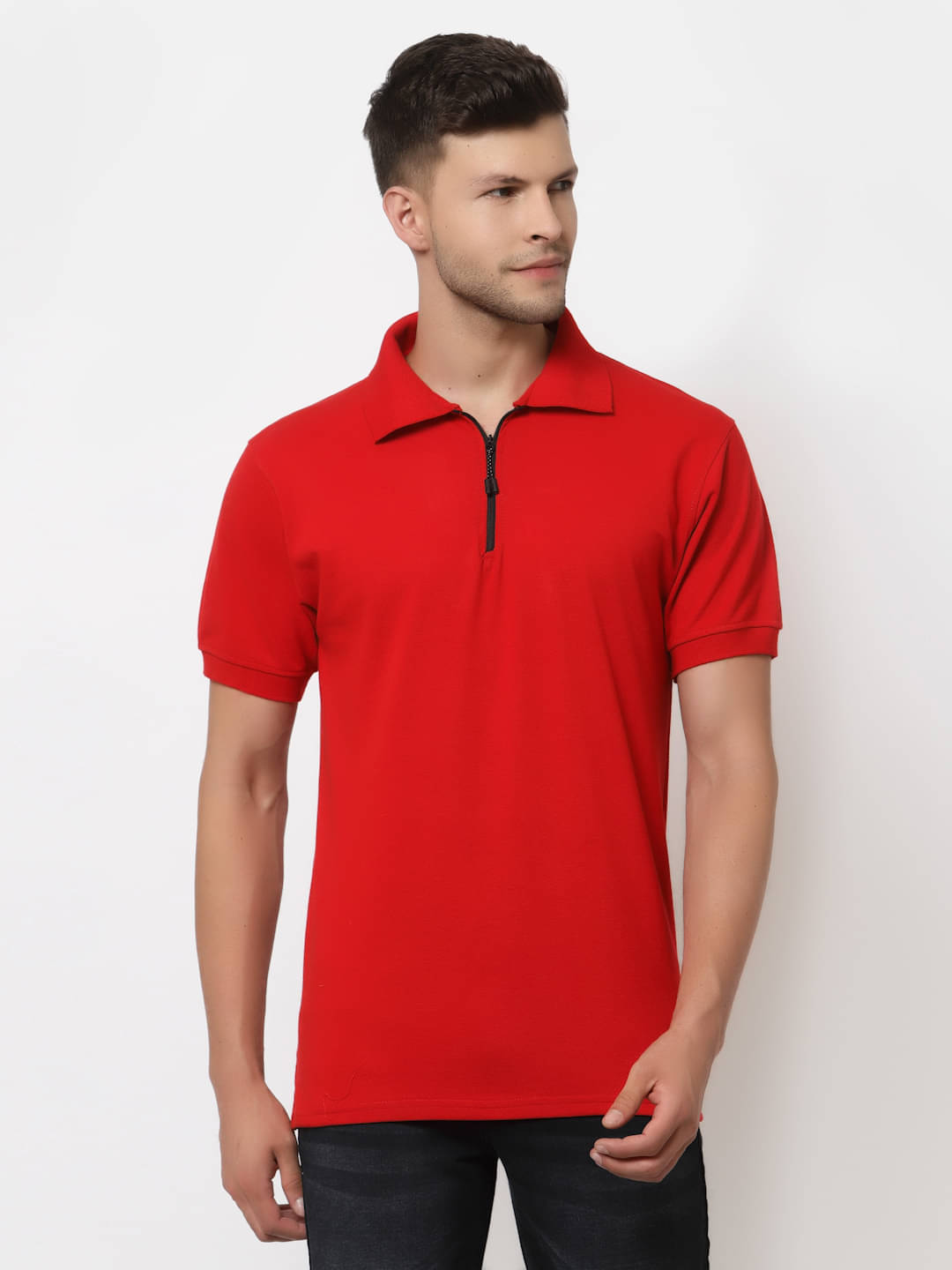     			Uzarus Pack of 1 Cotton Blend Regular Fit Solid Half Sleeves Men's Polo T Shirt ( Red )