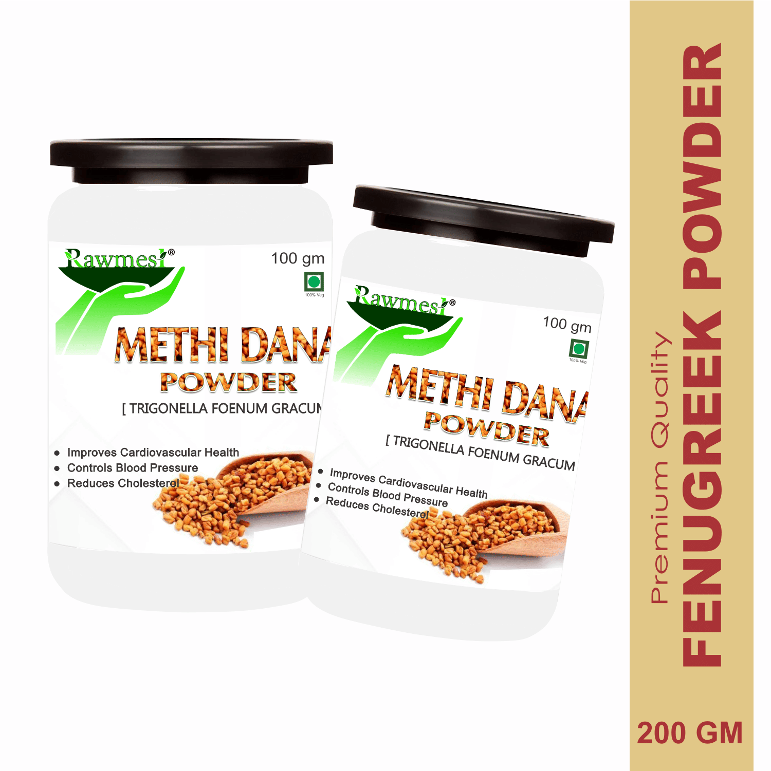 Rawmest Fenugreek Seeds, Methi Seeds, Methi Powder 200 Gm Pack of 2