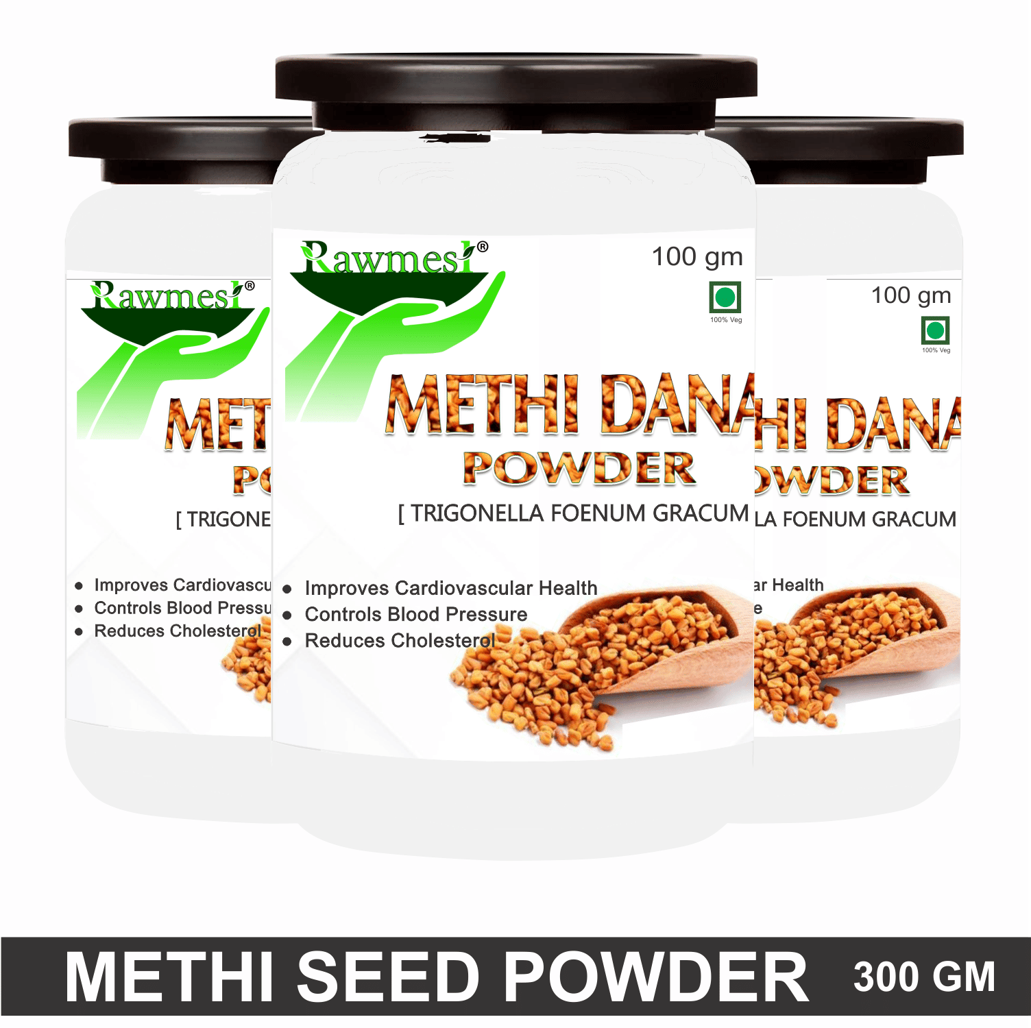 Rawmest Methi Dana, Fenugreek Seeds, Methi Powder 300 Gm Pack of 3     			Rawmest Methi Dana, Fenugreek Seeds, Methi Powder 300 Gm Pack of 3