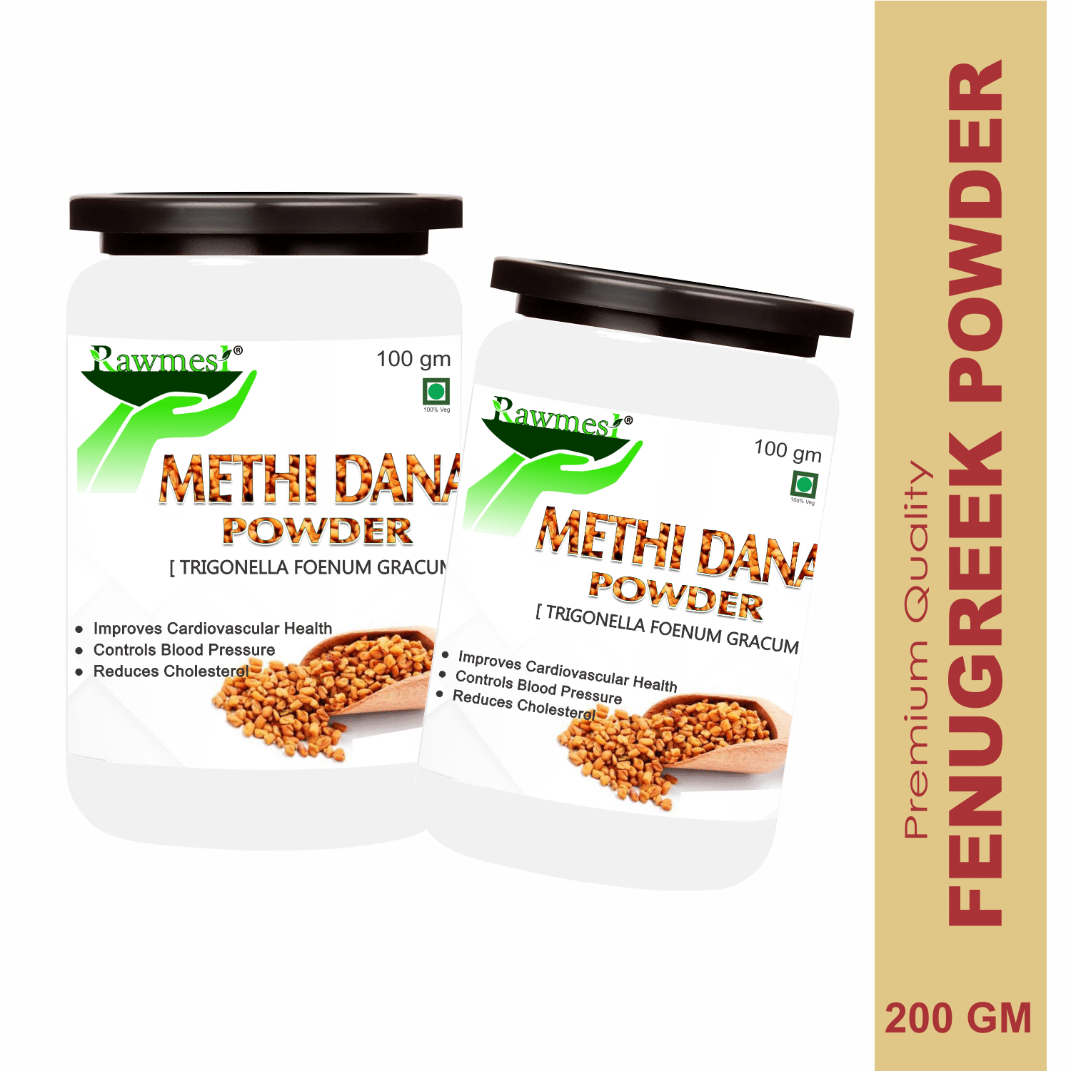 Rawmest Methi Dana, Methi Seeds | Fenugreek Seed Powder 200 Gm Pack of 2 Rawmest Methi Dana, Methi Seeds | Fenugreek Seed Powder 200 Gm Pack of 2