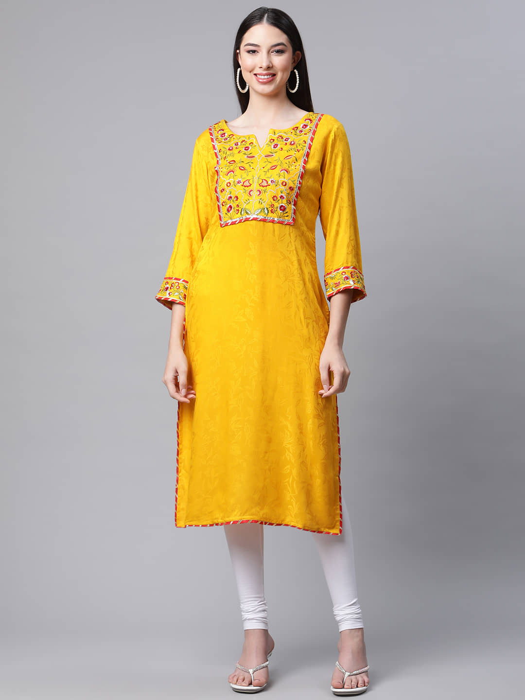 AMIRA'S INDIAN ETHNICWEAR - Mustard Straight Silk Women's Stitched Salwar Suit ( Pack of 1 )