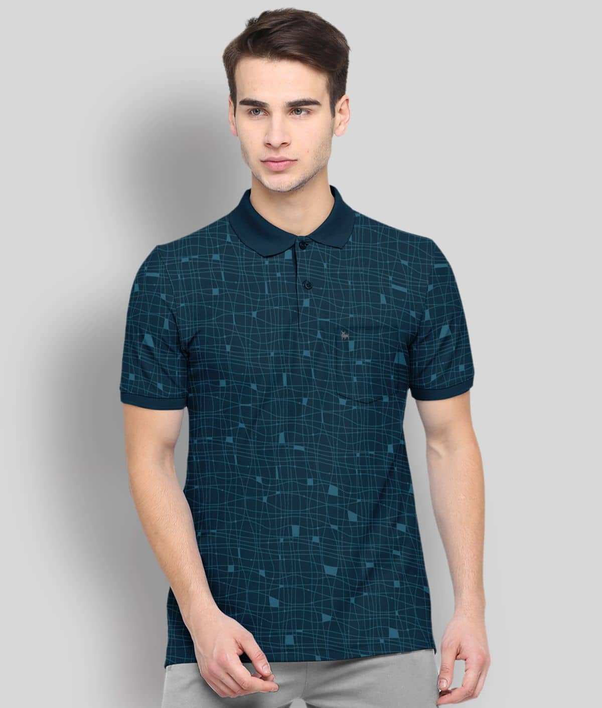 BULLMER - Navy Cotton Blend Regular Fit Men's Polo T Shirt ( Pack of 1 )