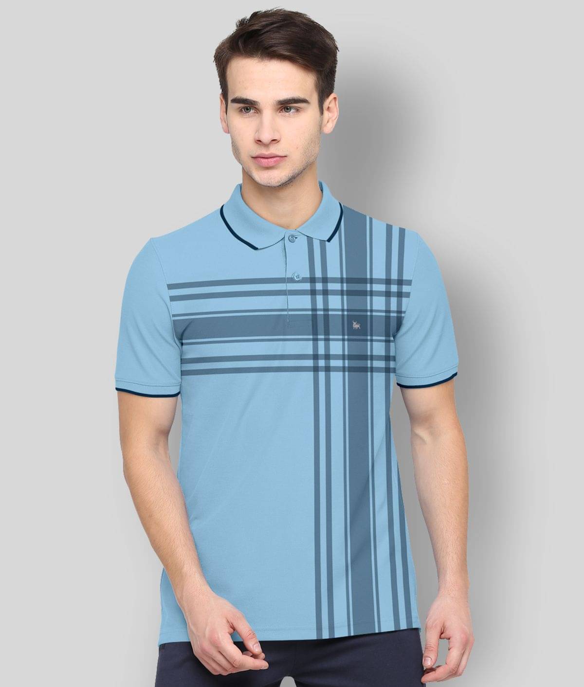 BULLMER - Sky Blue Cotton Blend Regular Fit Men's Polo T Shirt ( Pack of 1 ) BULLMER - Sky Blue Cotton Blend Regular Fit Men's Polo T Shirt ( Pack of 1 )