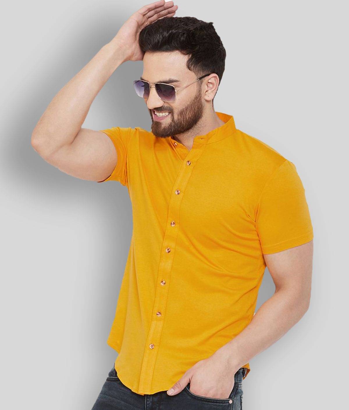 GESPO - Mustard Cotton Blend Regular Fit Men's Casual Shirt (Pack of 1)