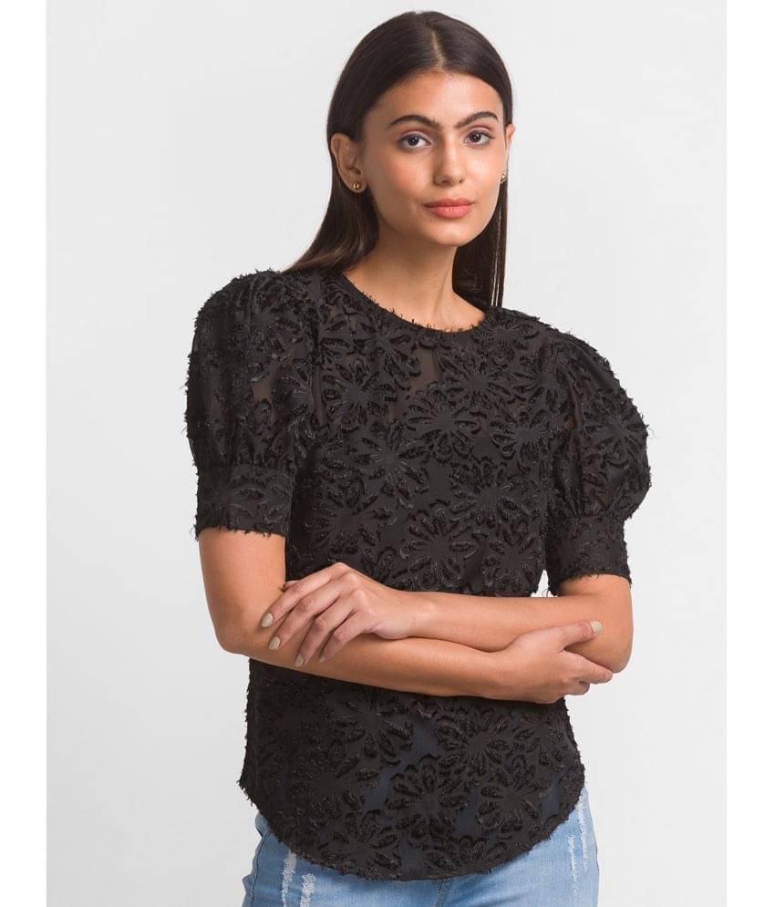 Globus - Black Polyester Women's Regular Top ( Pack of 1 ) Globus - Black Polyester Women's Regular Top ( Pack of 1 )