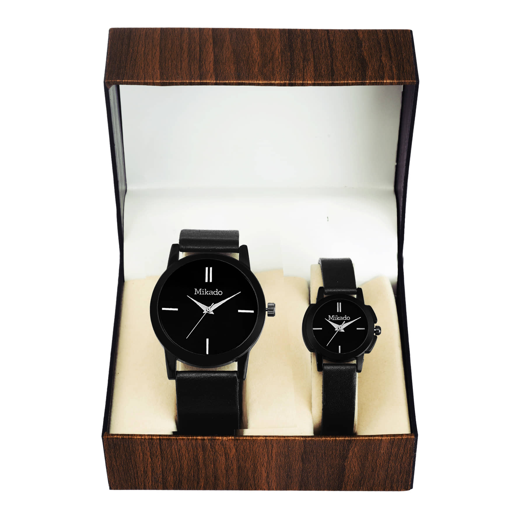 Mikado - Black Leather Analog Couple's Watch
