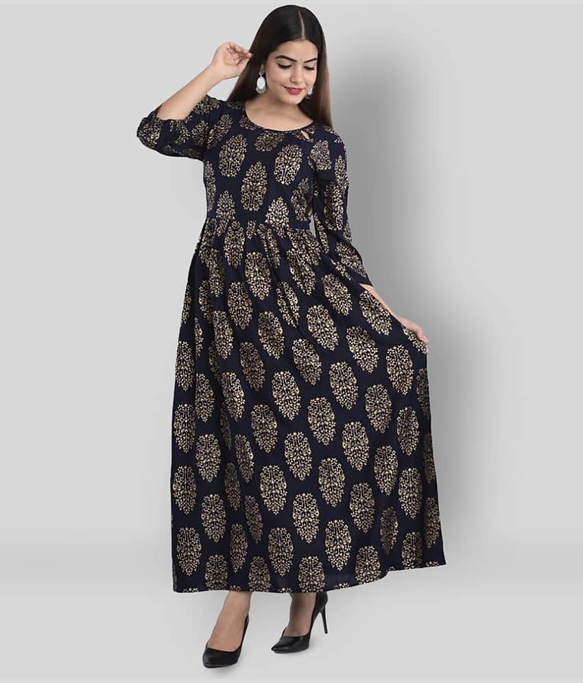 The Style Story - Navy Rayon Women's Flared Kurti - Kurtis, Tunics | Buy online on ZillyBuy