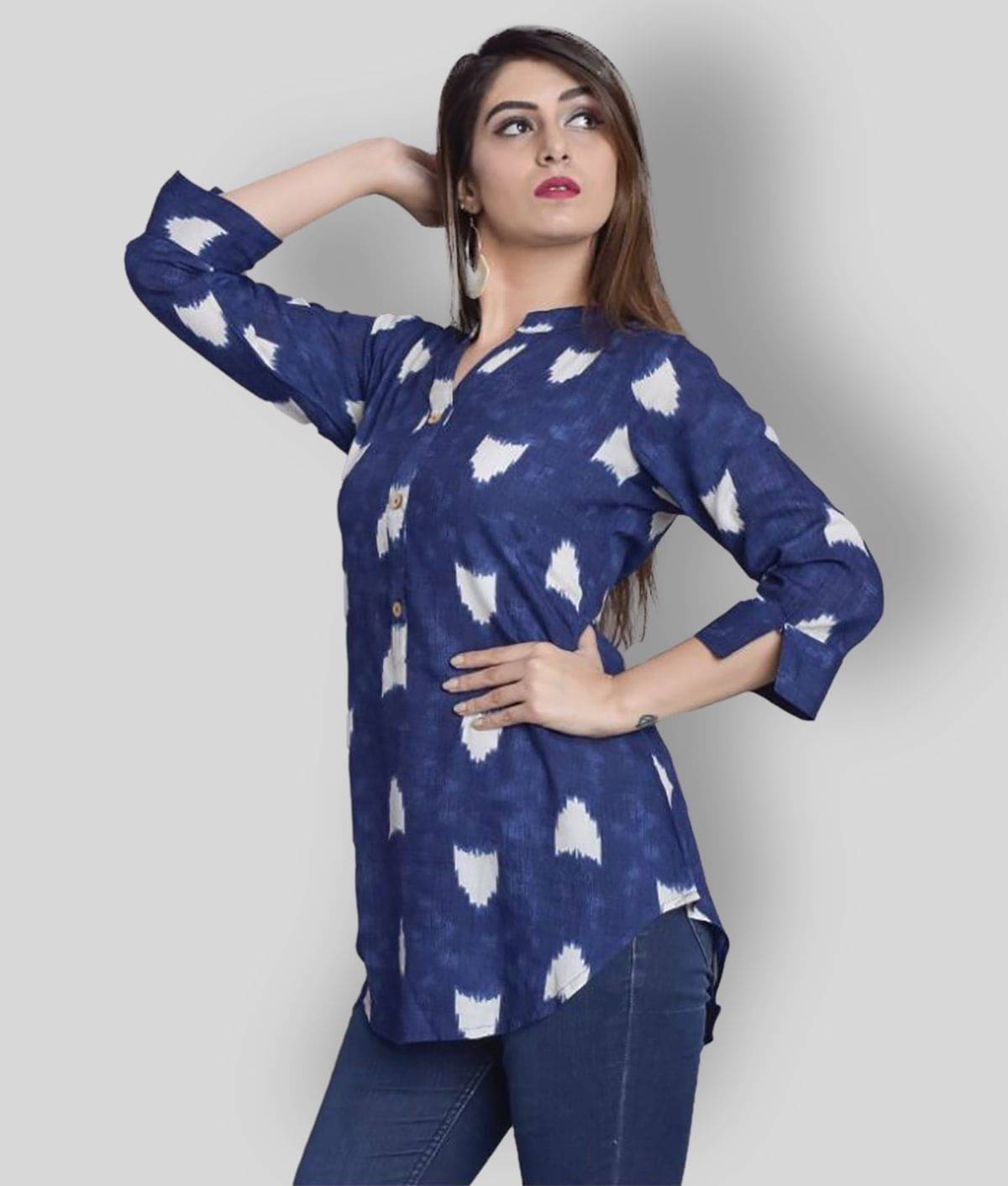     			The Style Story Navy Rayon Straight Kurti