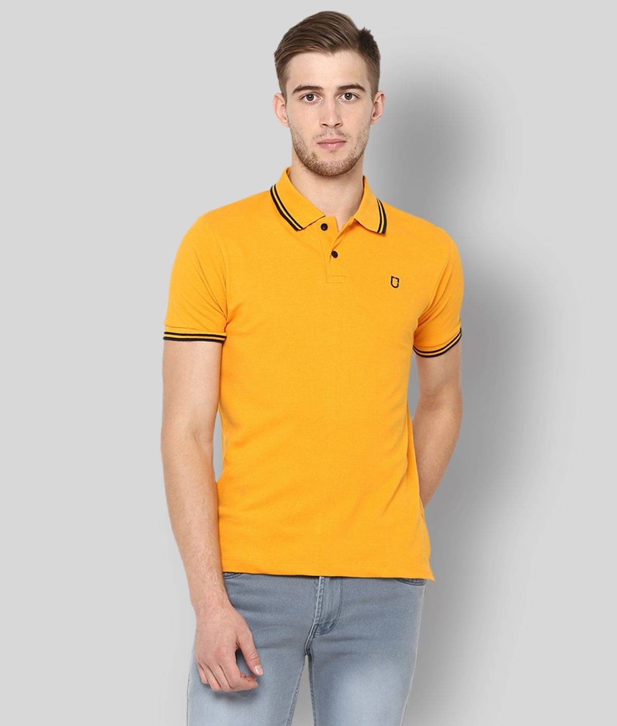     			Urbano Fashion - Yellow Cotton Slim Fit Men's Polo T Shirt ( Pack of 1 )