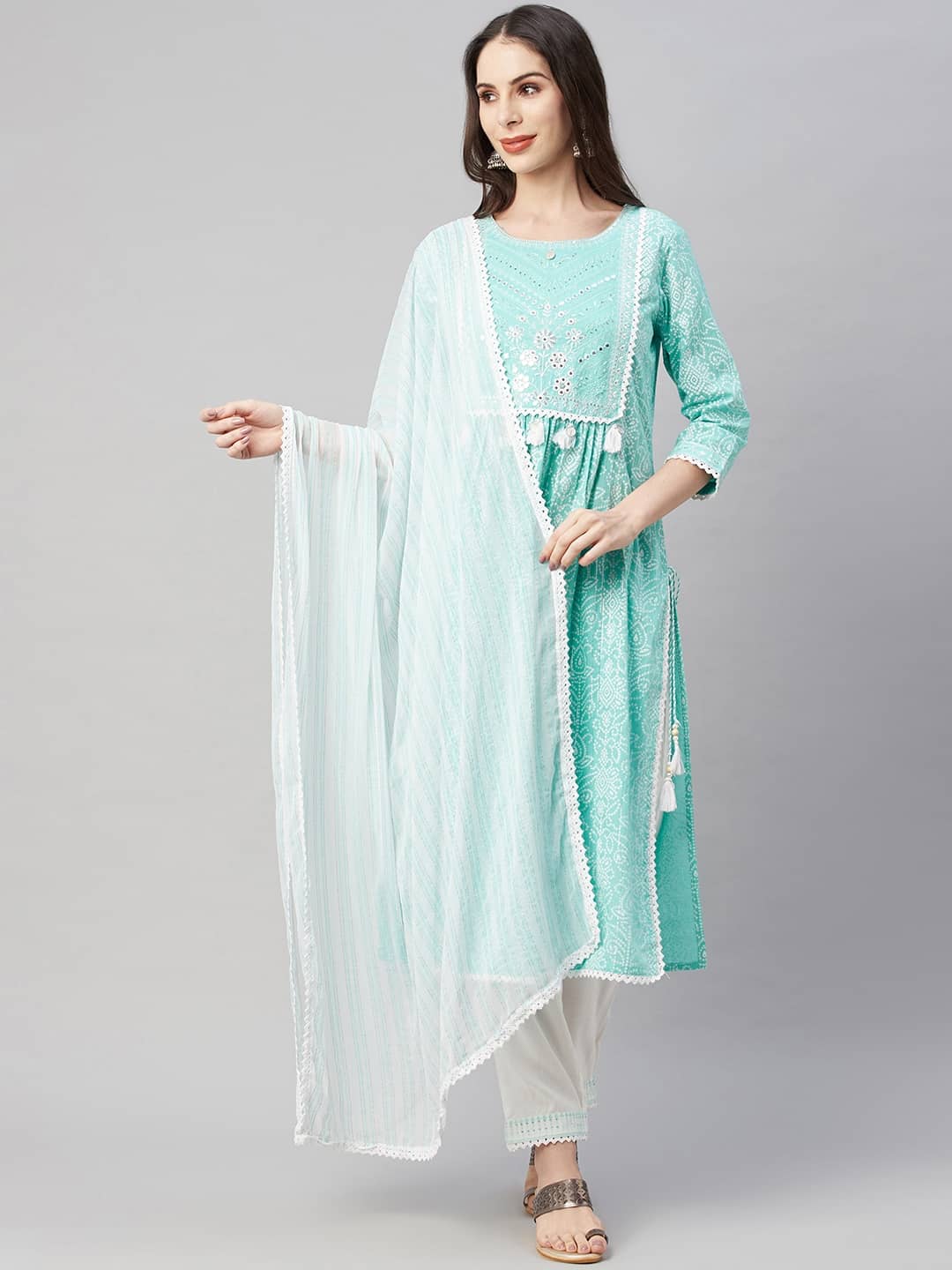 AMIRA'S INDIAN ETHNICWEAR - Green Straight Cotton Women's Stitched Salwar Suit ( Pack of 1 )