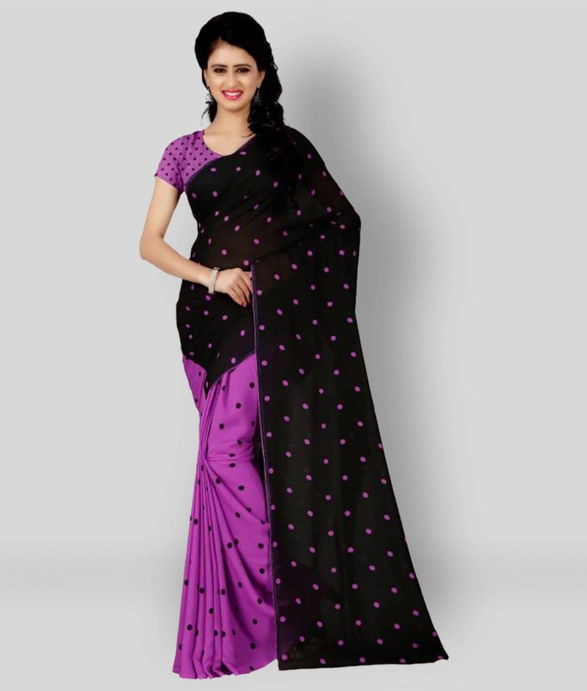     			ANAND SAREES Georgette Printed Saree With Unstitched Blouse Piece ( Multicolor )